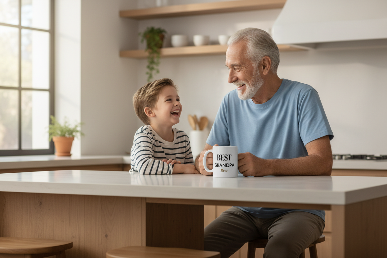 Best Grandpa Mug - Kitchen Island Scene