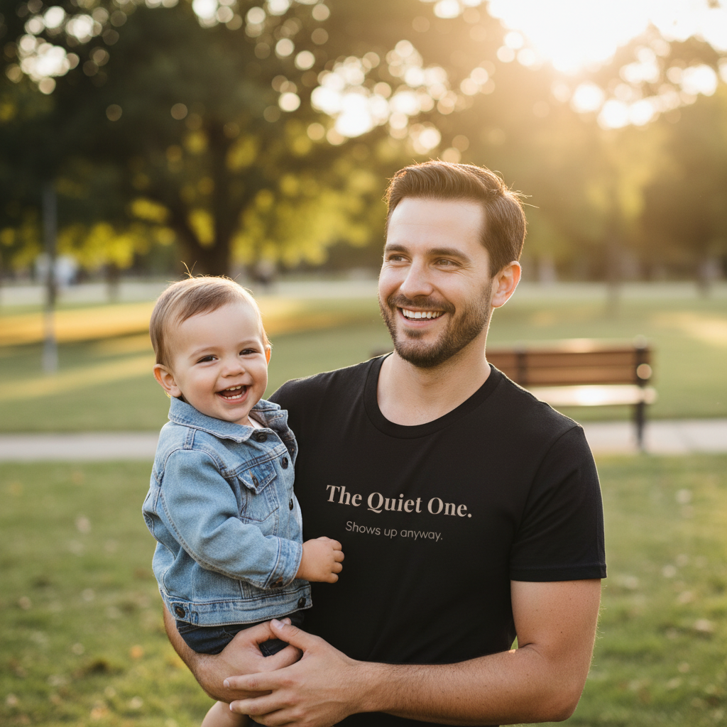 The Quiet One.  Shows Up Anyway.  — T-Shirt