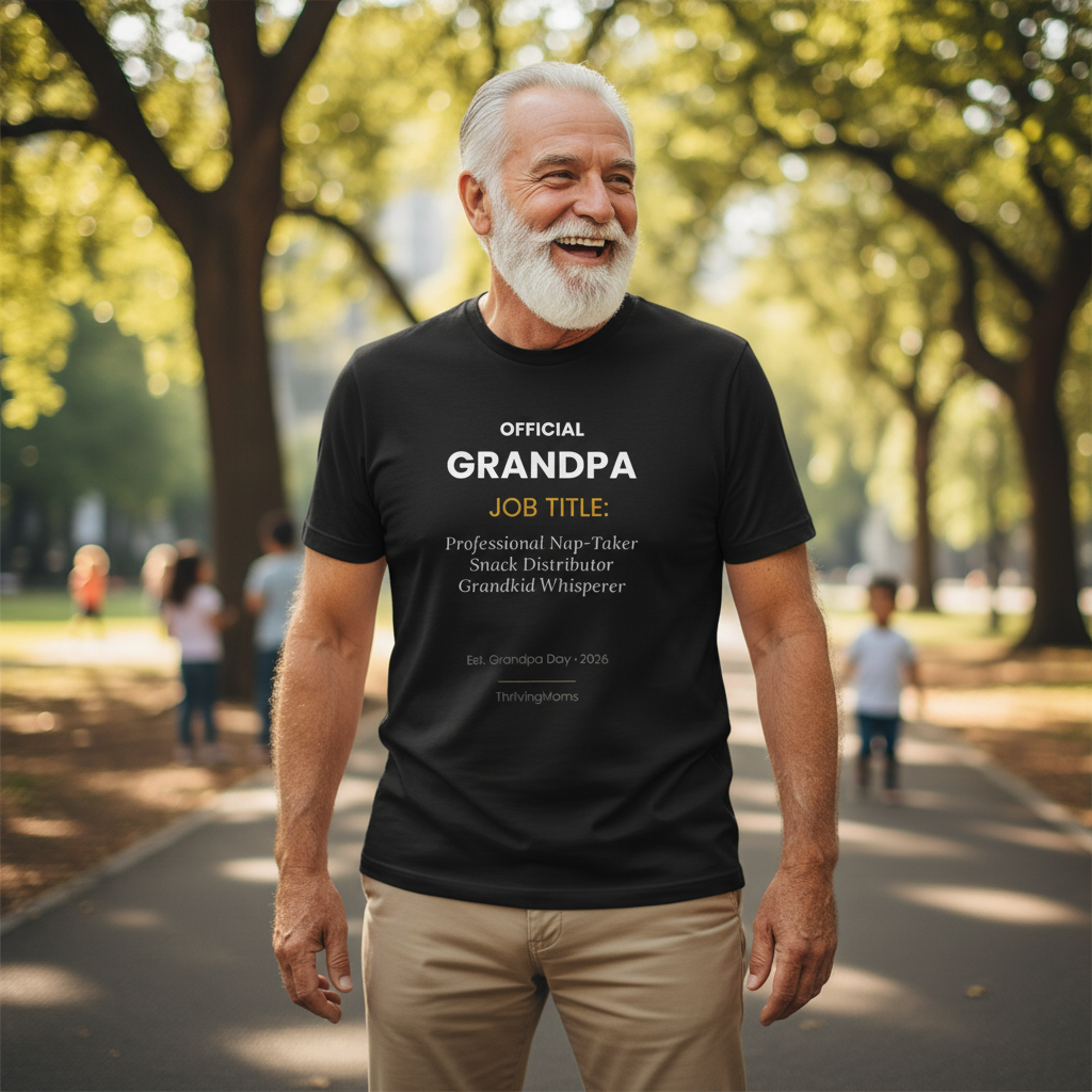 Official Grandpa Title T-Shirt in Black — worn by the grandpa everyone already knew was the best — ThrivingMoms