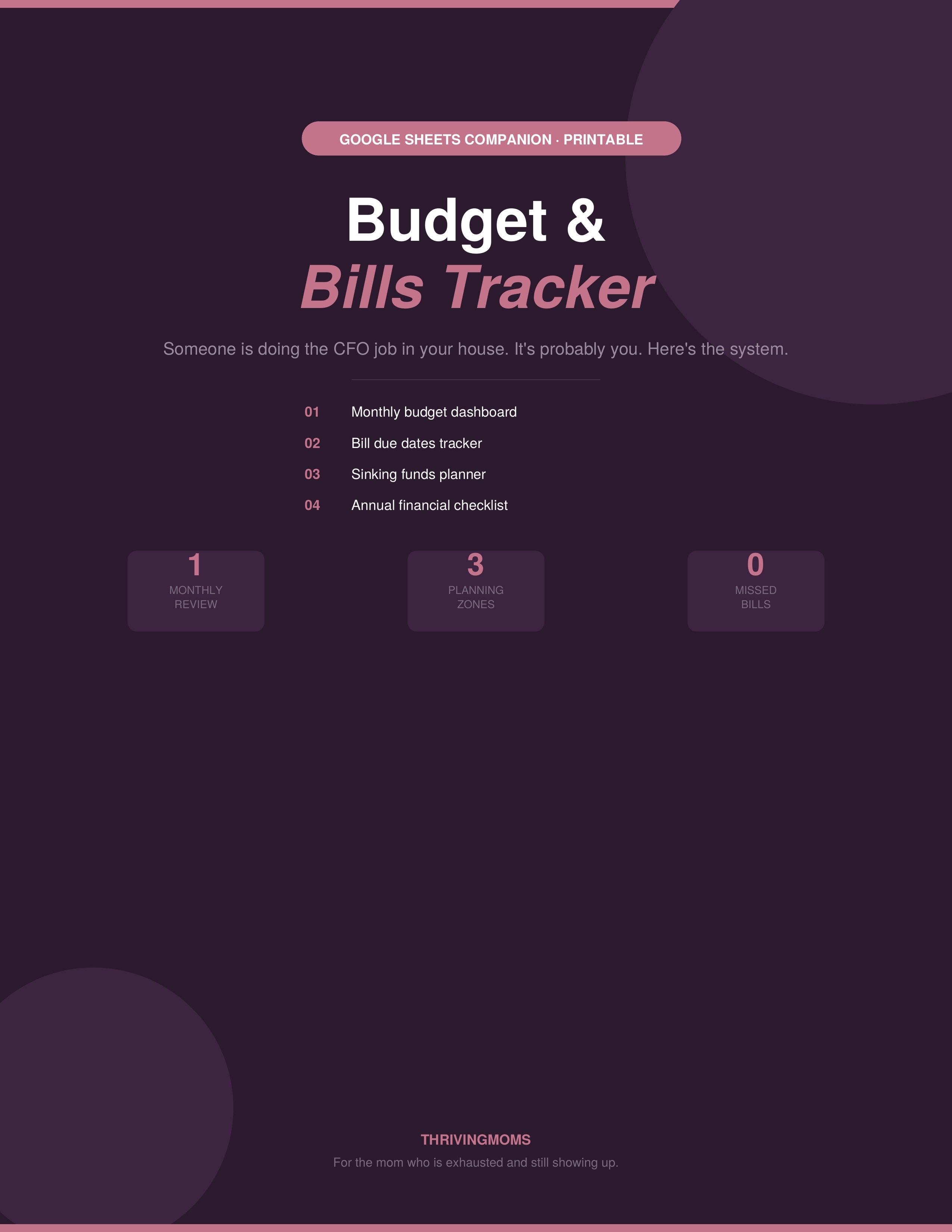Budget and Bills Tracker for Moms — Digital Download