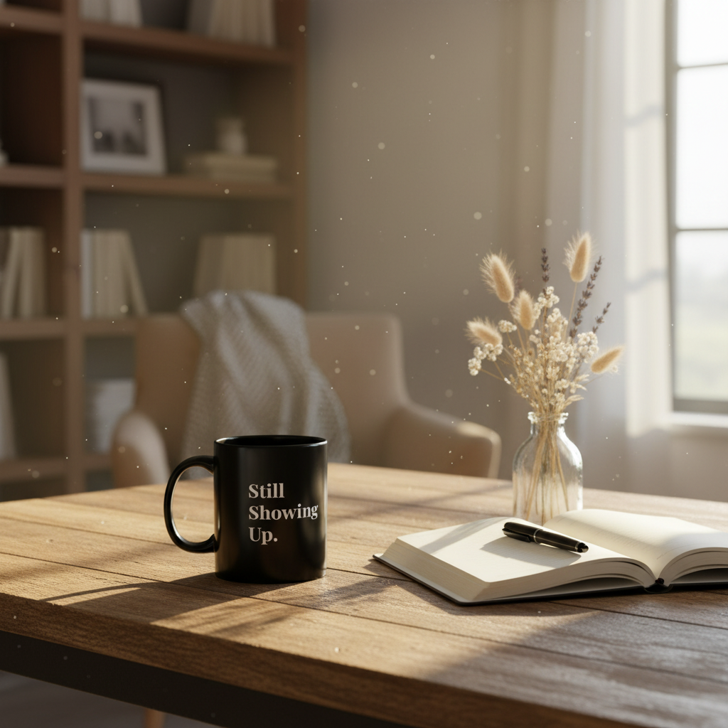 Still Showing Up (Black) — Mug