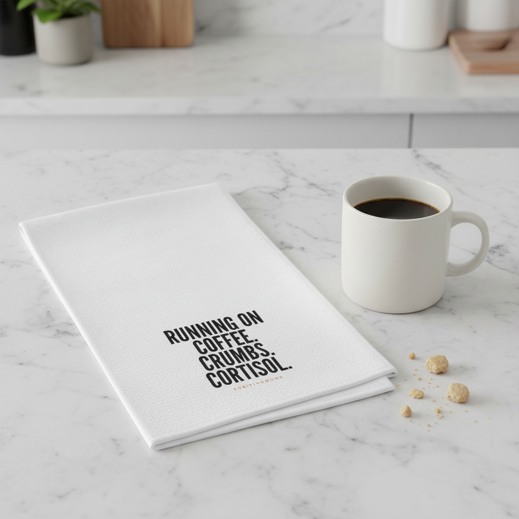 Flat lay with coffee mug on marble counter
