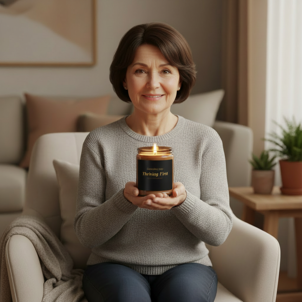 Front — Wrinkled Grandma with Candle