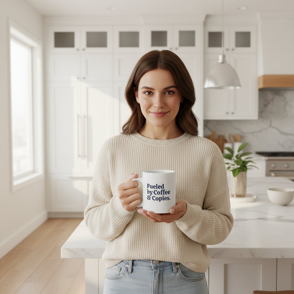 Fueled by Coffee & Copies — Kitchen Lifestyle Mockup
