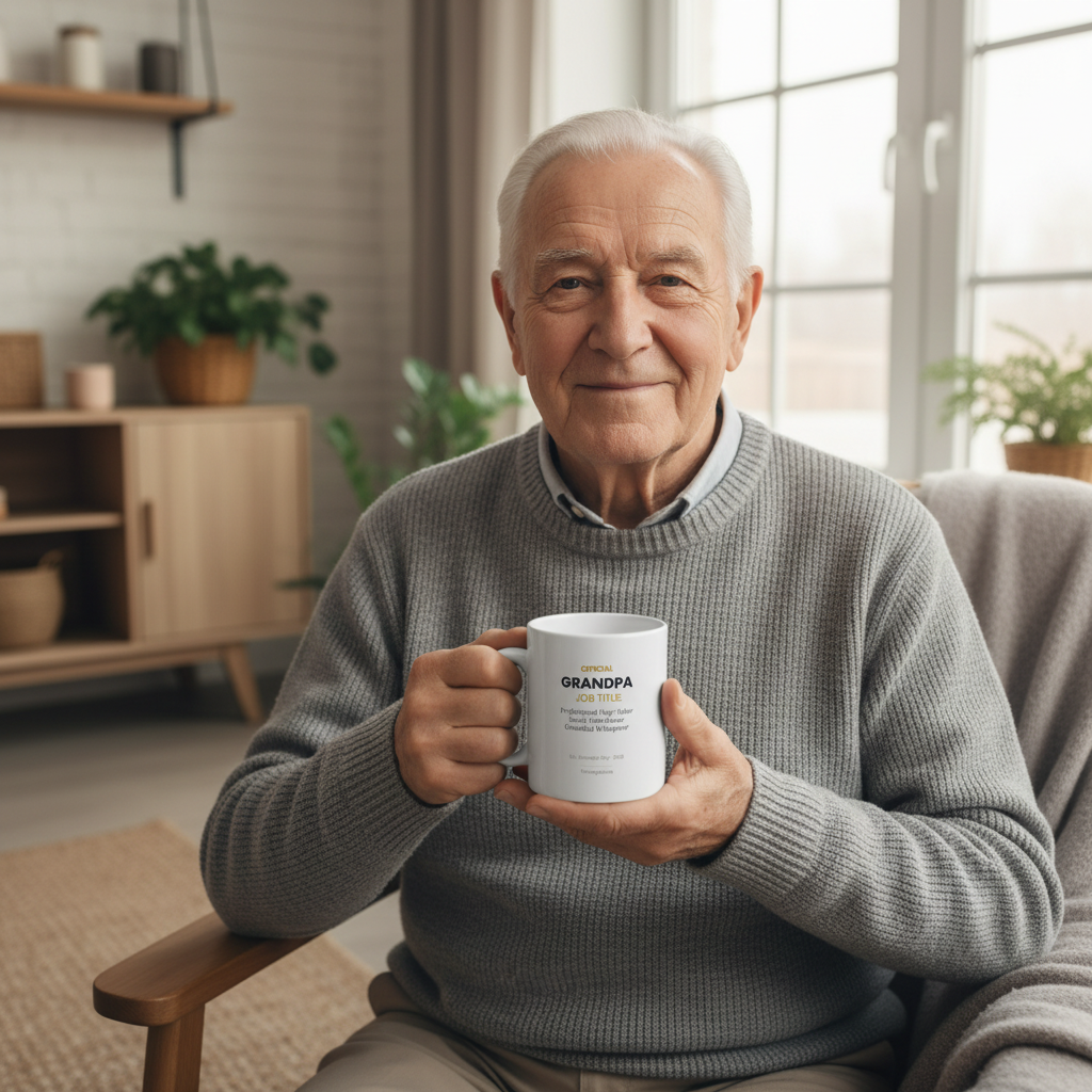 Official Grandpa Job Title Mug — white ceramic with funny grandpa job description — ThrivingMoms