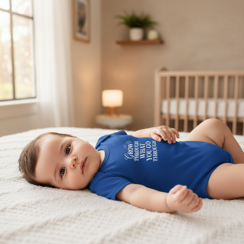 Grow Through Onesie – Royal Blue Lifestyle Mockup