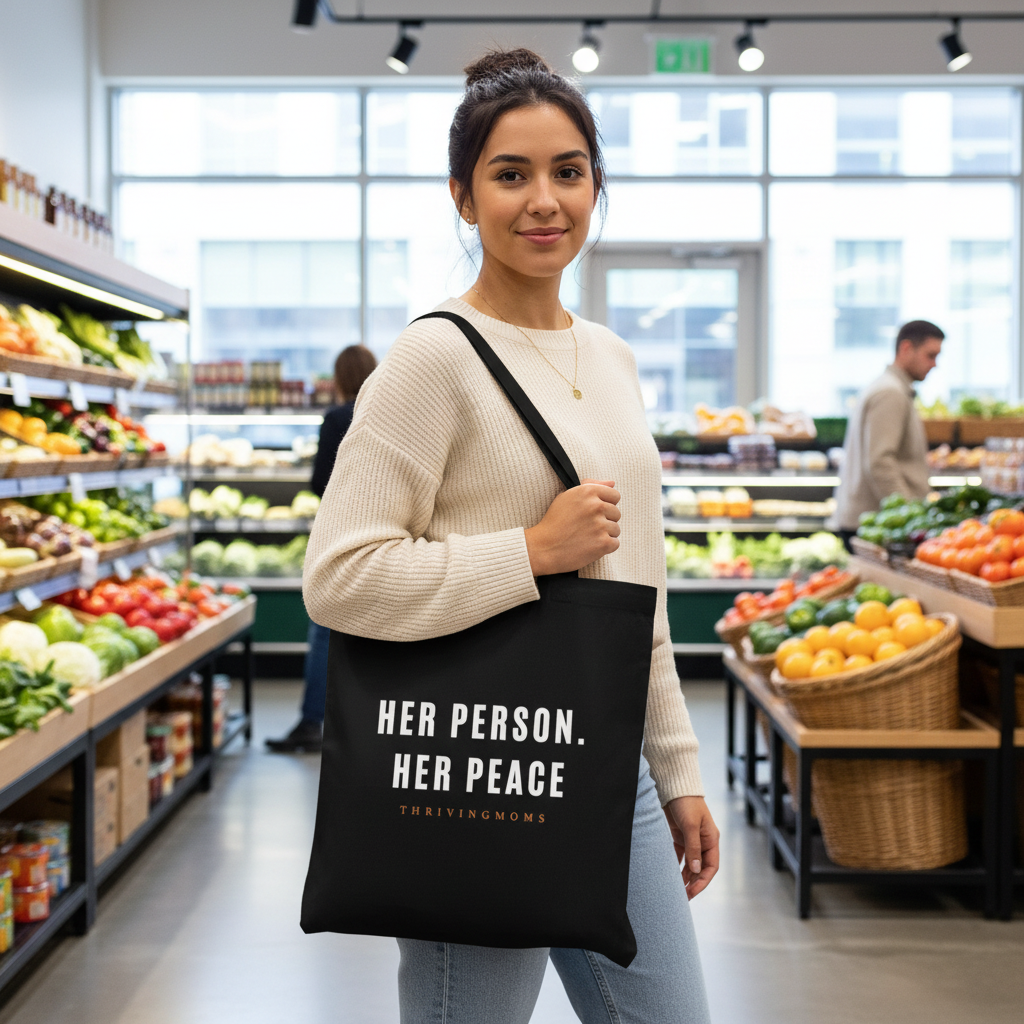 Her Person Her Peace Tote – Black Lifestyle