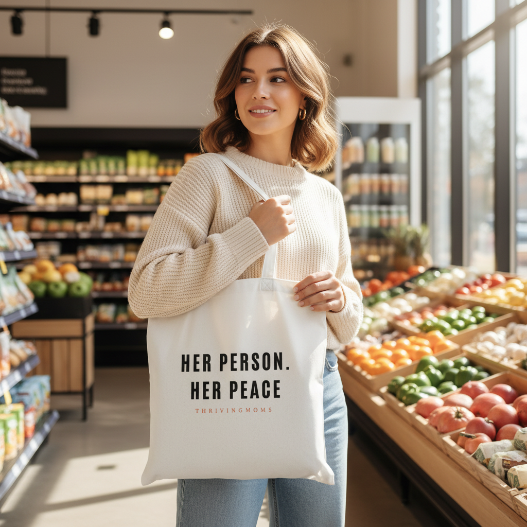 Her Person Her Peace Tote – White Lifestyle
