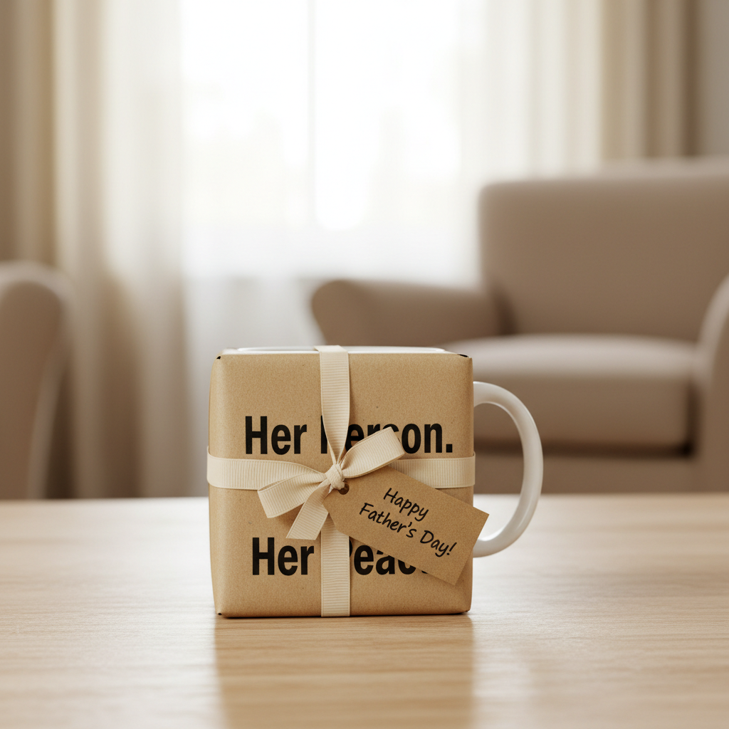 Her Person Her Peace 11oz Mug — gift wrapped in kraft paper with ribbon, Father's Day — ThrivingMoms