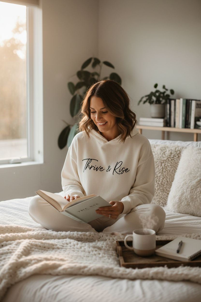 Fearless Limitless hoodie cozy bedroom self-care lifestyle