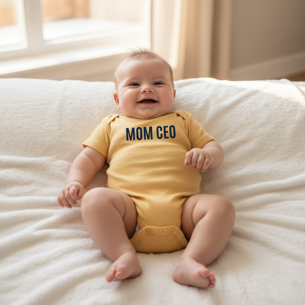 Mom CEO Onesie – Butter Yellow Lifestyle Mockup