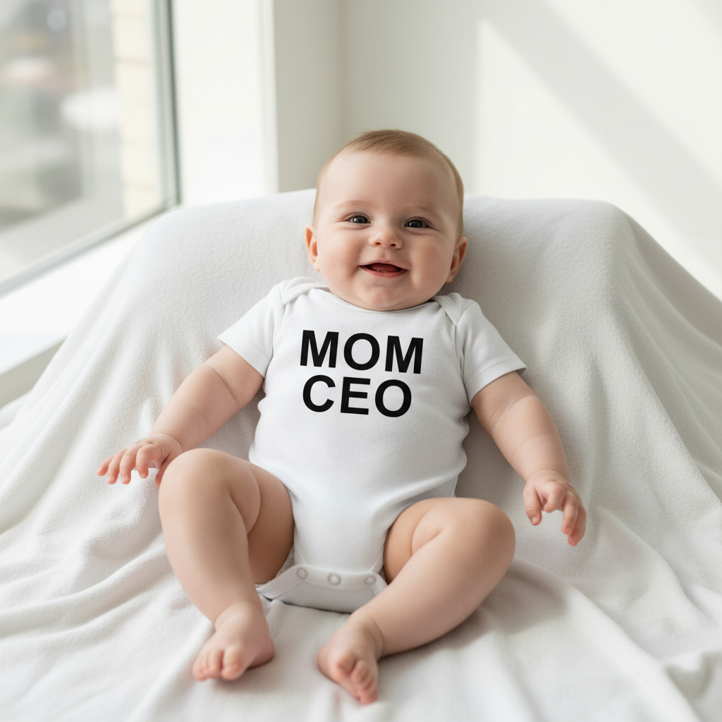 Mom CEO Onesie – White Lifestyle Mockup