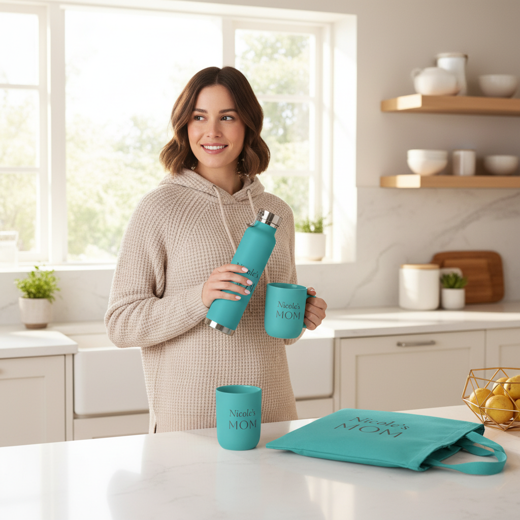 Mom Kitchen Lifestyle - Teal Water Bottle