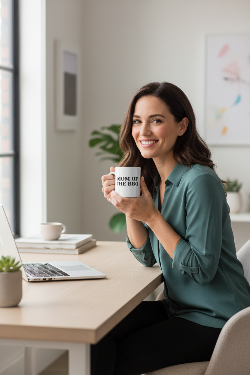 Mom of the BBQ Mug – Office Lifestyle Mockup