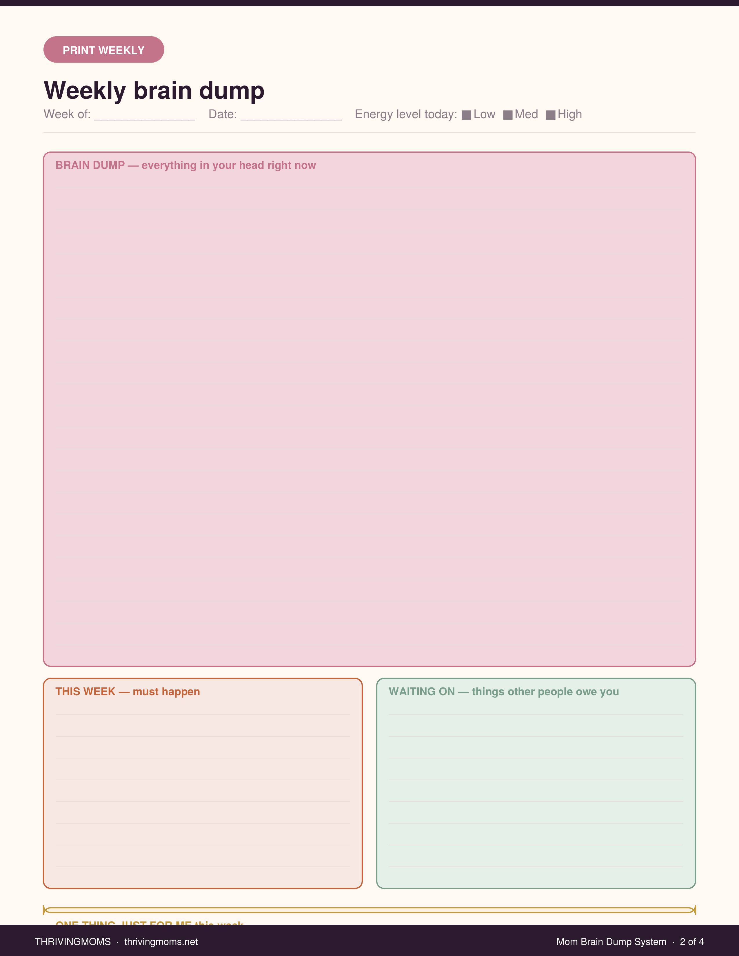 Mom Brain Dump System — Digital Download