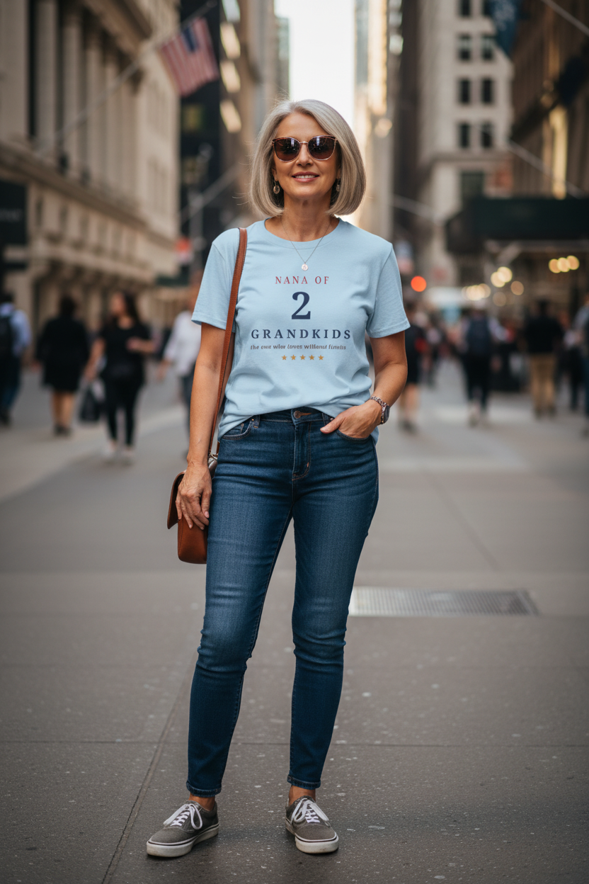 Nana Tee - Light Blue Lifestyle Mockup