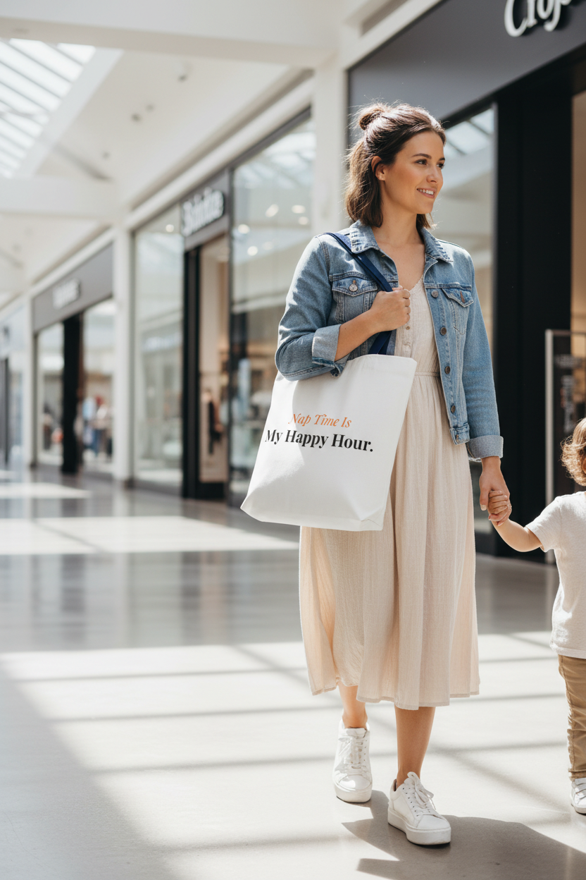 Nap Time Is My Happy Hour Tote – Navy Straps