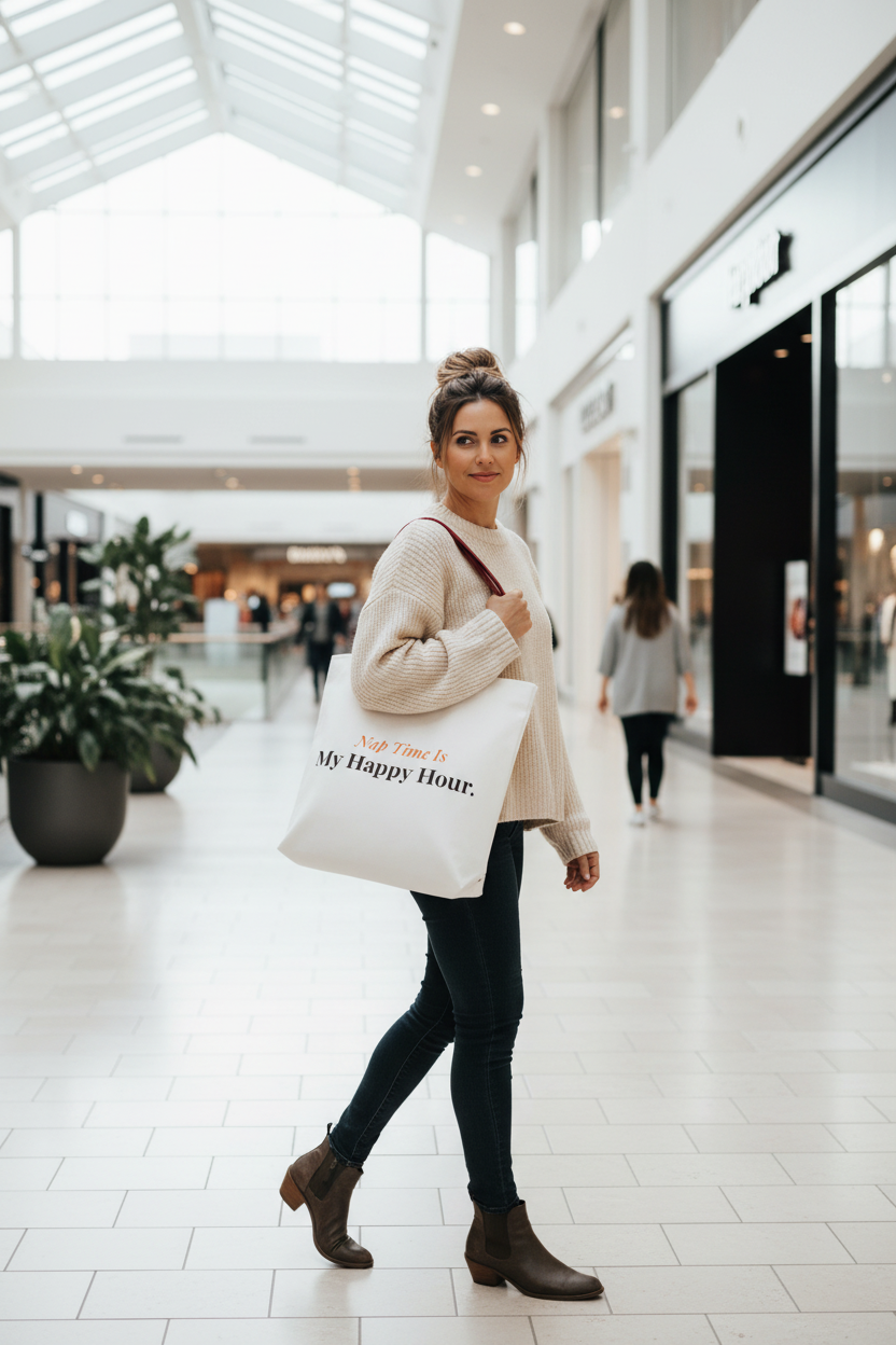 Nap Time Is My Happy Hour Tote – Red Straps