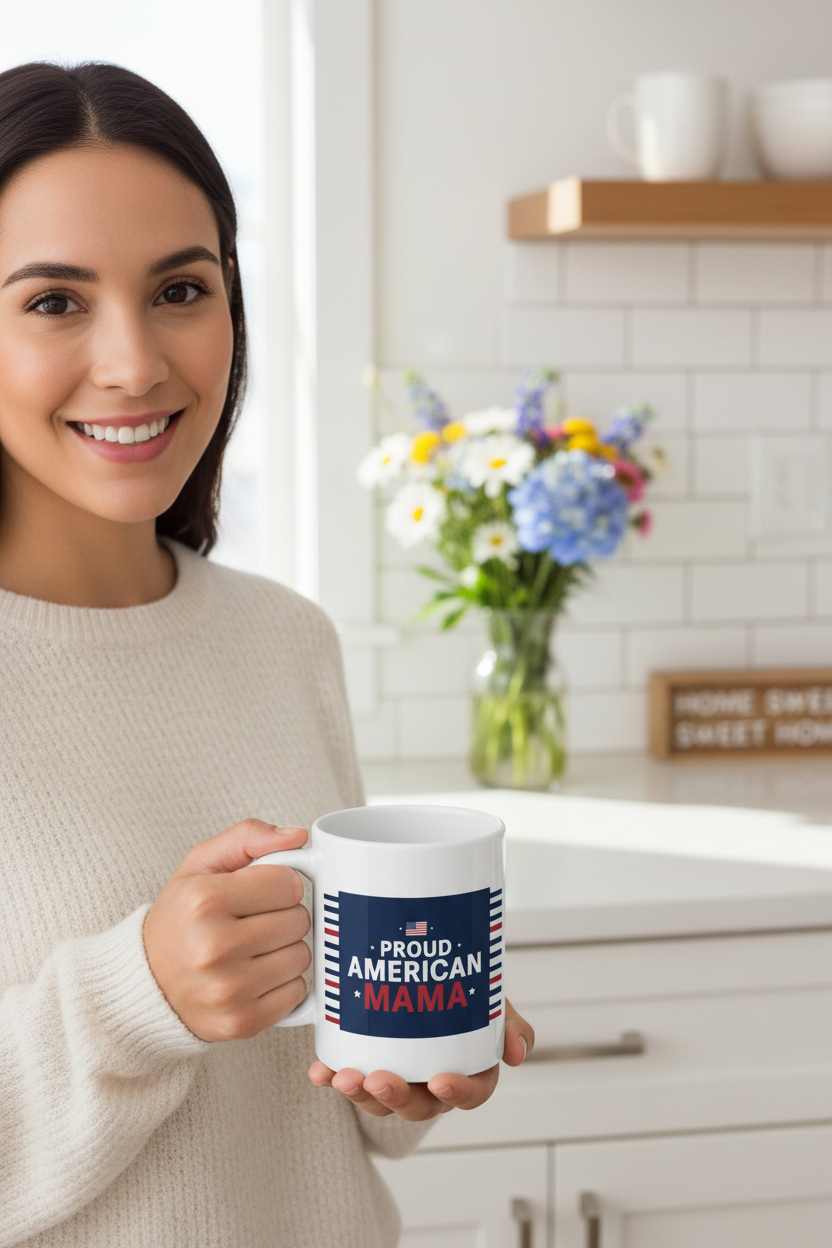 Proud American Mama Mug – 11oz Lifestyle