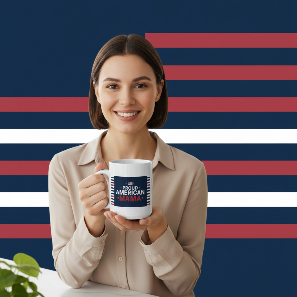 Proud American Mama Mug 15oz Square