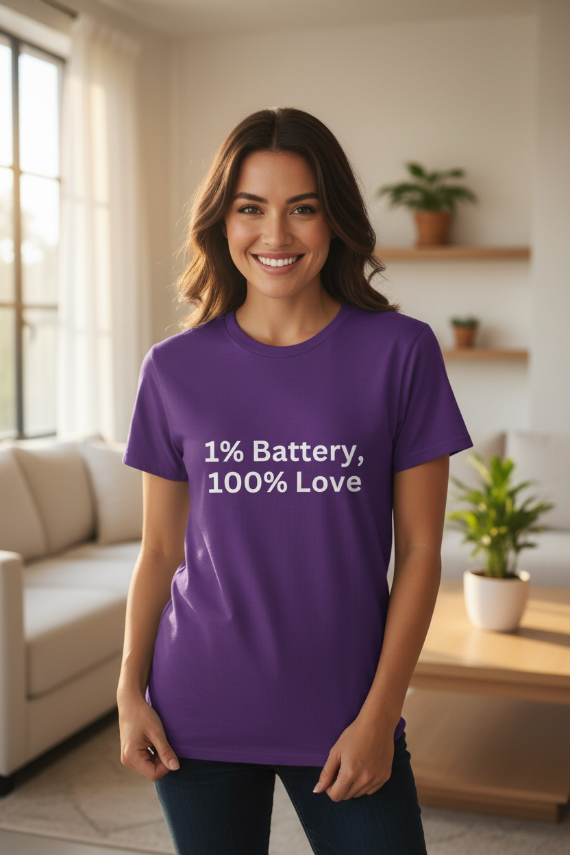 1% Battery, 100% Love — T-Shirt