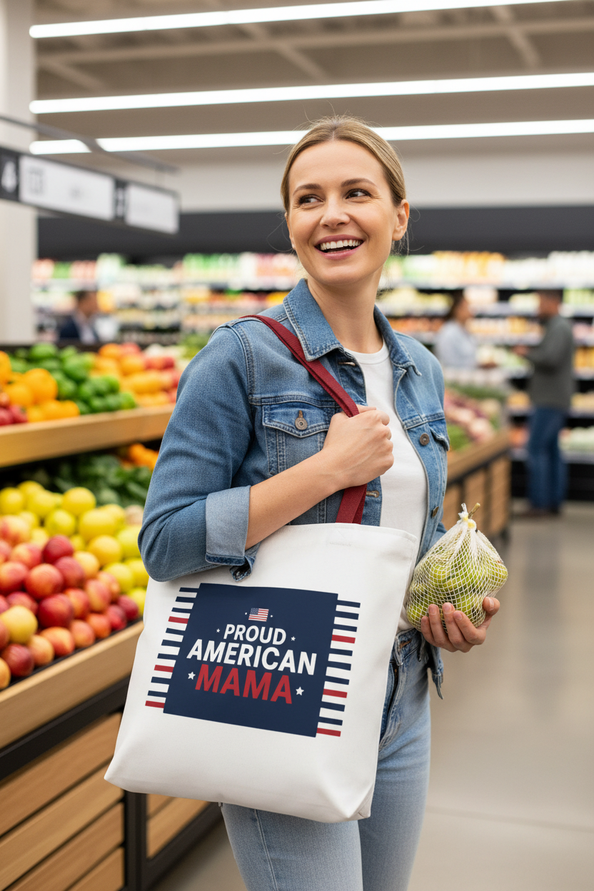 Red Strap Tote Bag Lifestyle Mockup