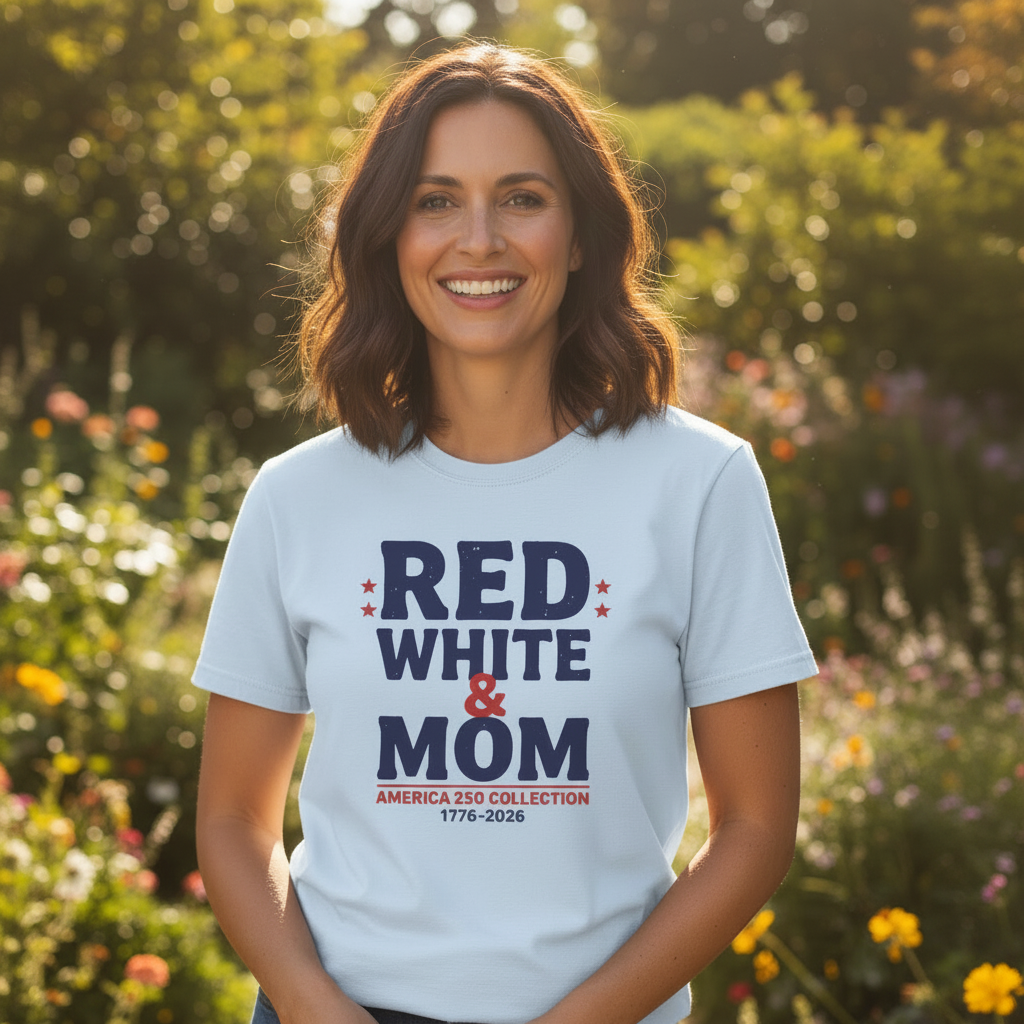 Red, White & Mom — Patriotic 4th of July T-Shirt