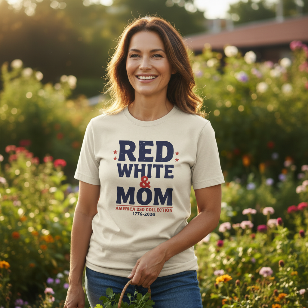 Red, White & Mom — Patriotic 4th of July T-Shirt