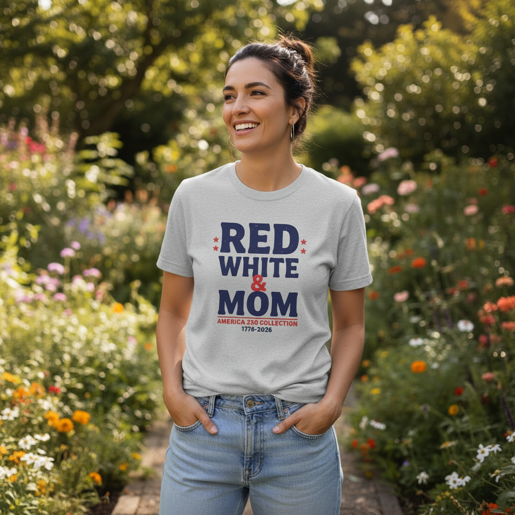 Red, White & Mom — Patriotic 4th of July T-Shirt