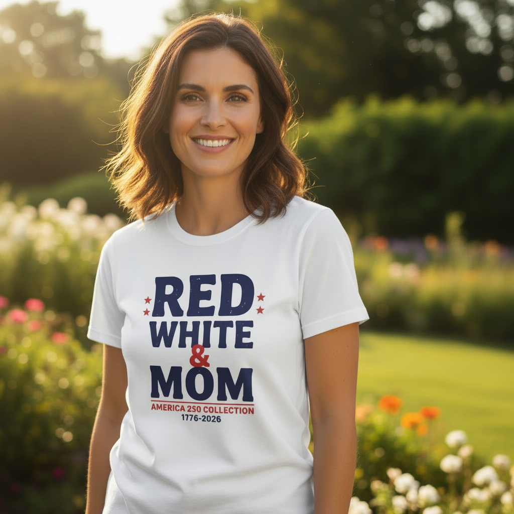 Red, White & Mom — Patriotic 4th of July T-Shirt