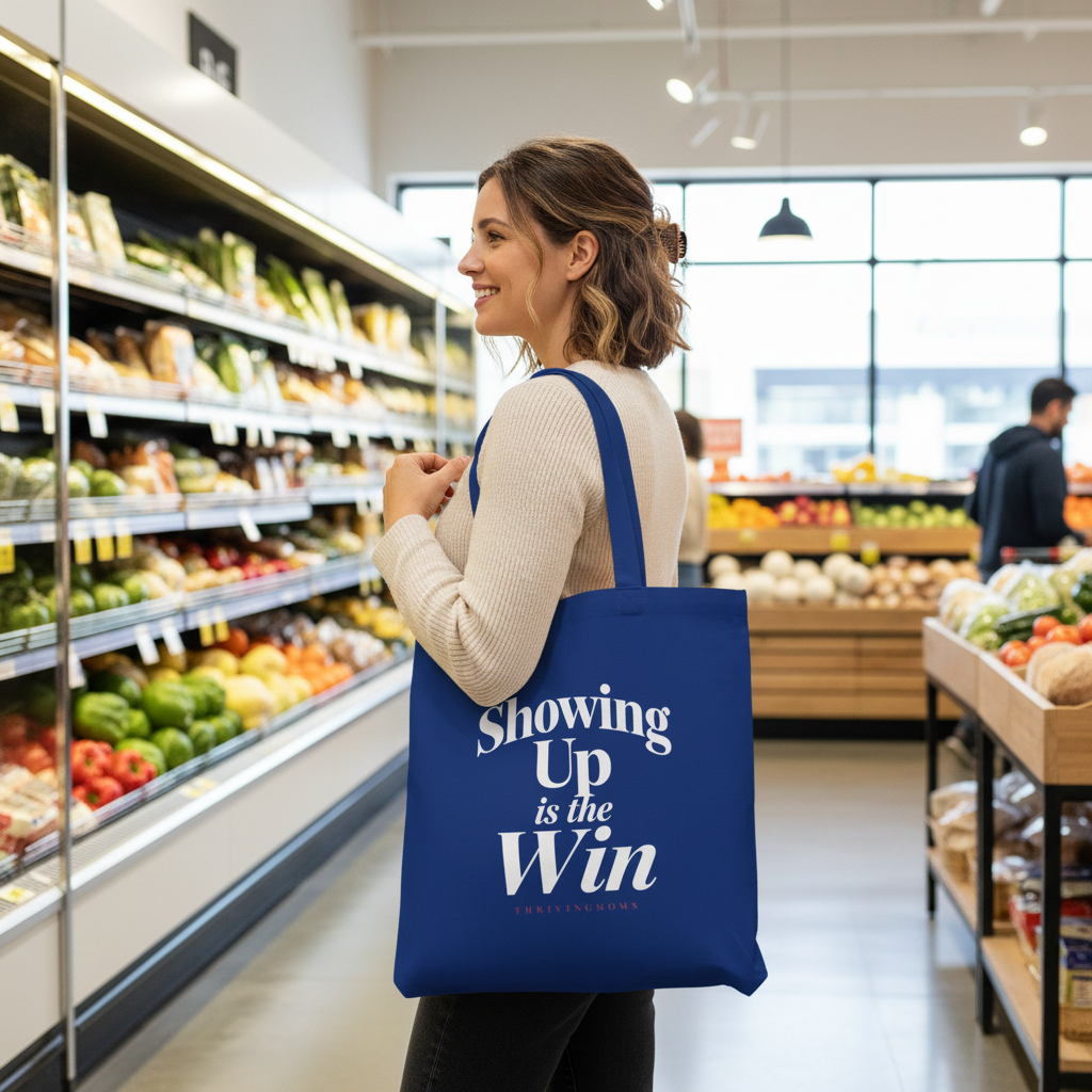 Royal blue tote lifestyle mockup