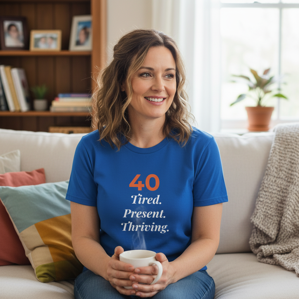 40 Tired. Present. Thriving. — T-Shirt