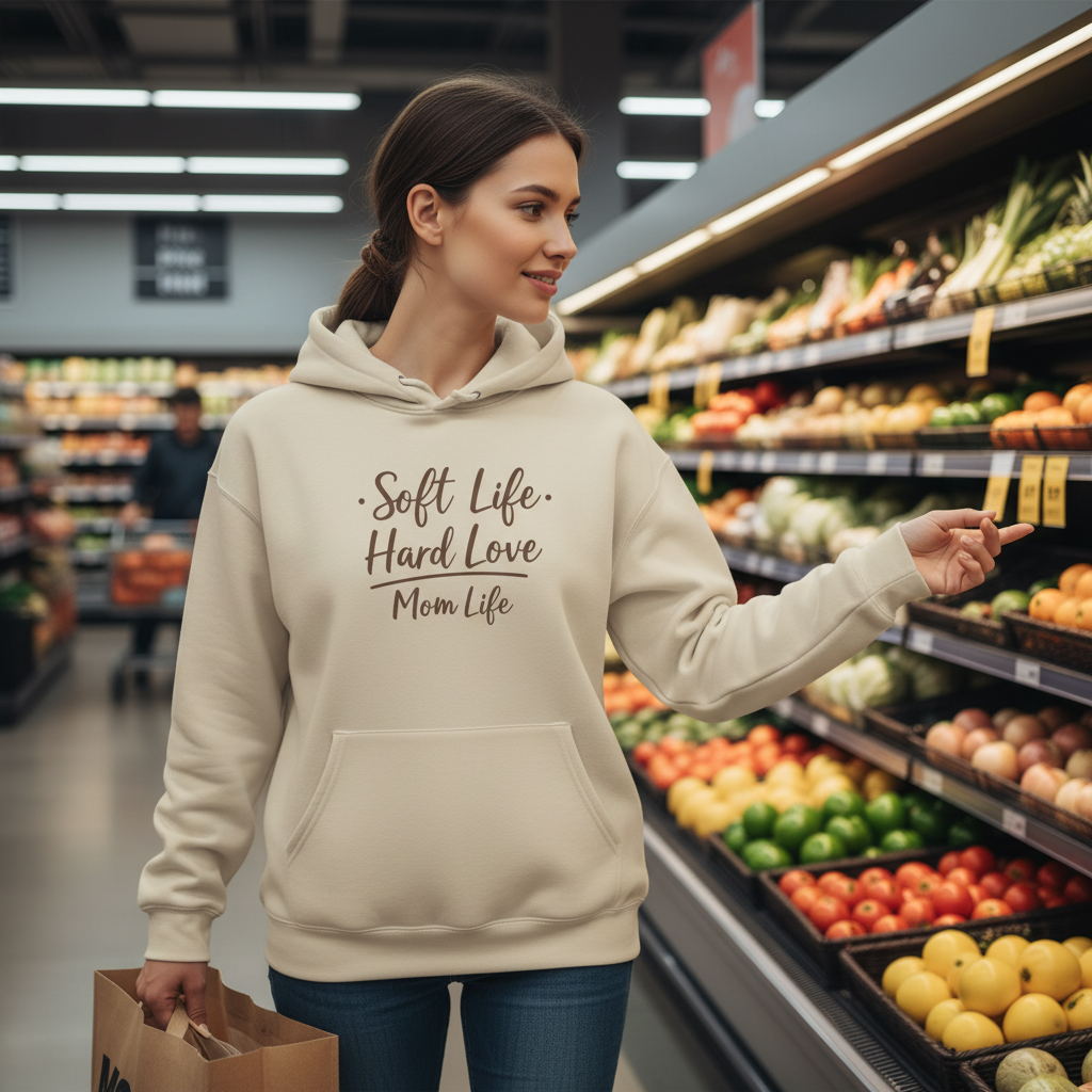 Soft Life, Hard Love, Mom Life — Hoodie