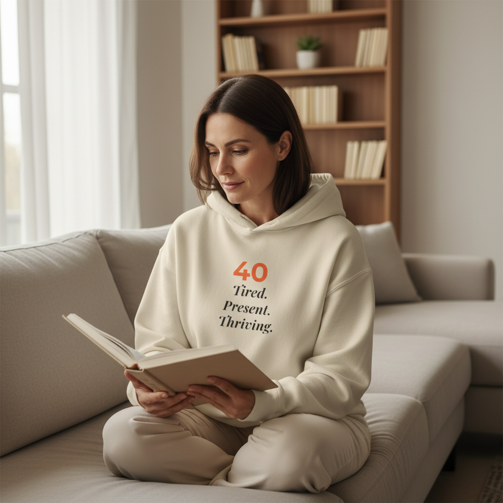 40 Tired. Present. Thriving. — Hoodie