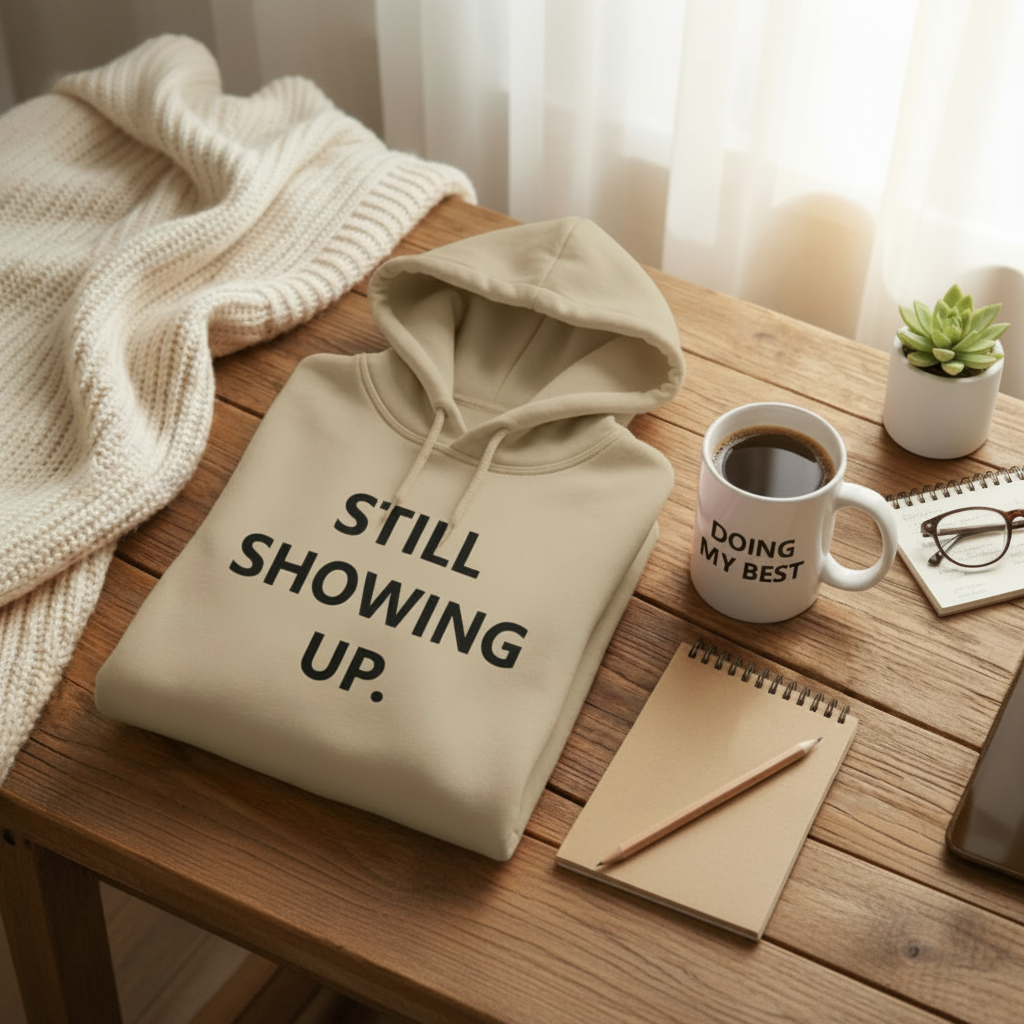 Still Showing Up Folded Hoodie & Doing My Best Mug - Square