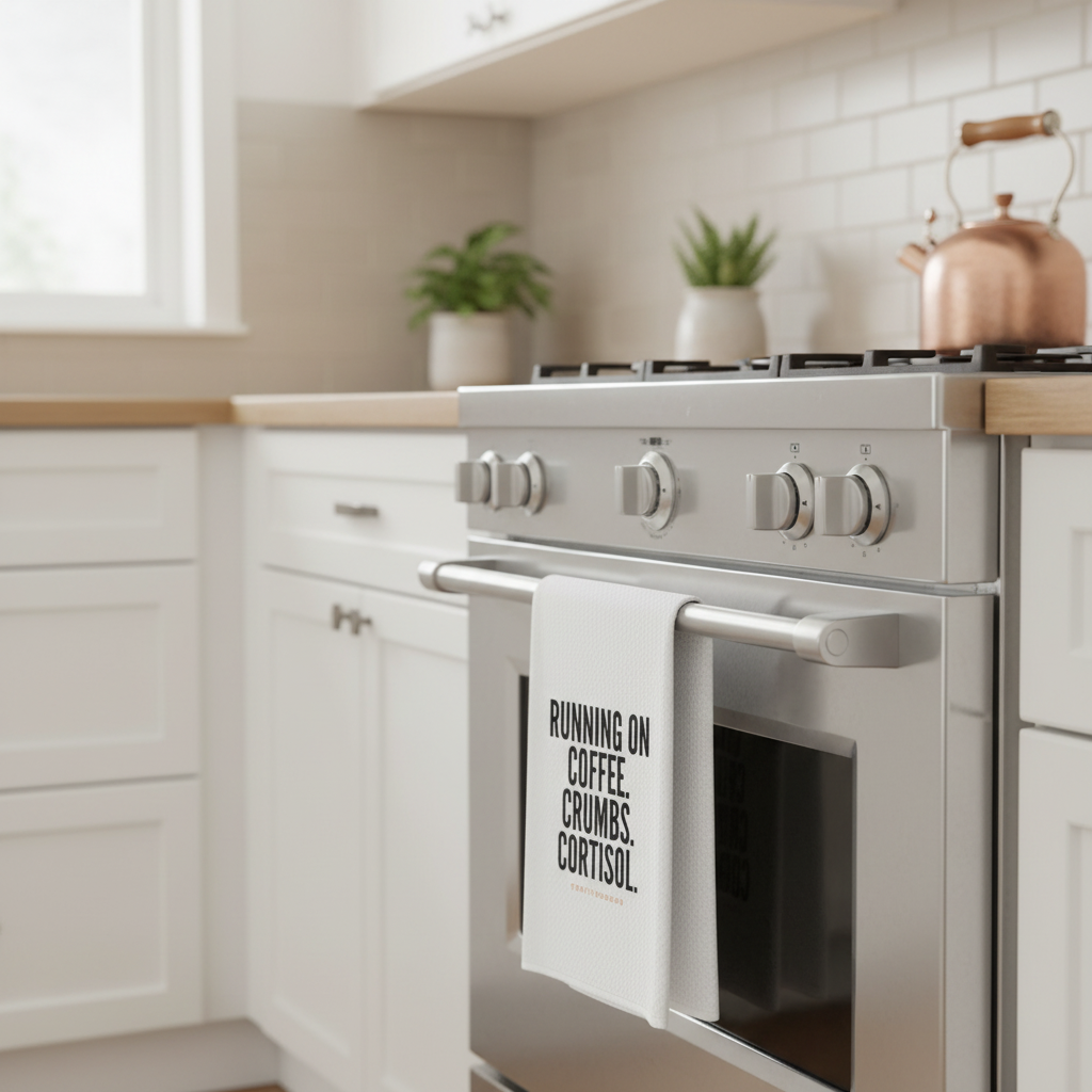 Towel on oven handle in modern kitchen