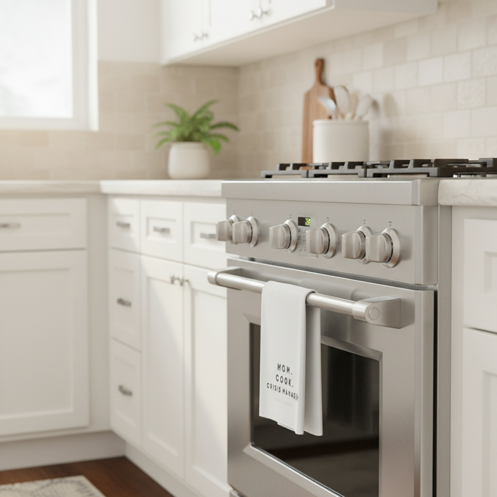 Towel on oven handle