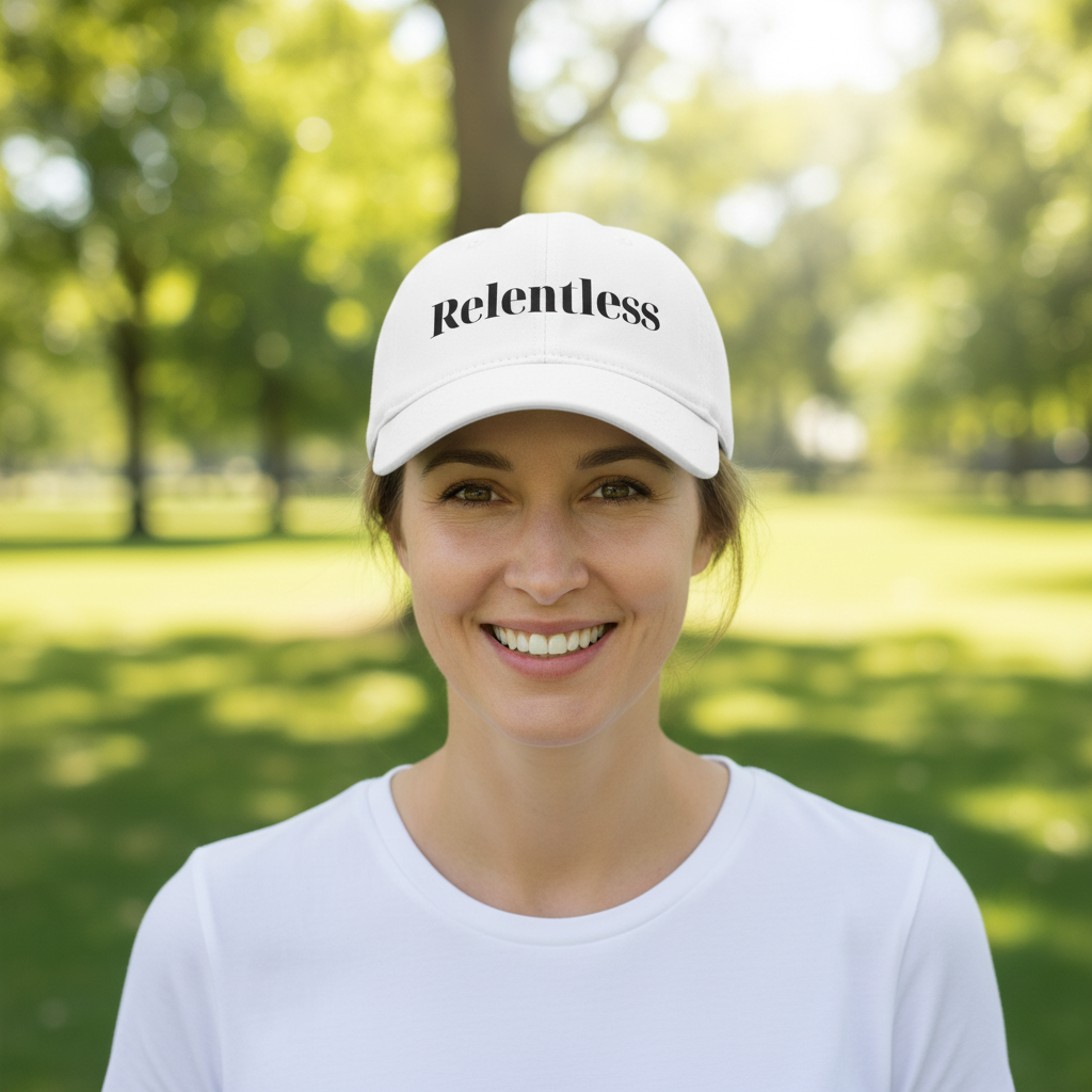 White Relentless Cap Lifestyle