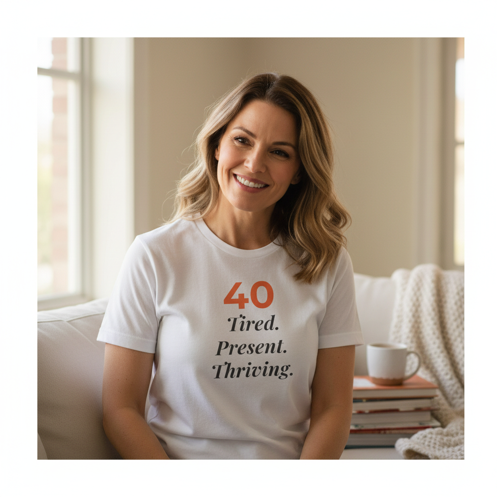 40 Tired. Present. Thriving. — T-Shirt
